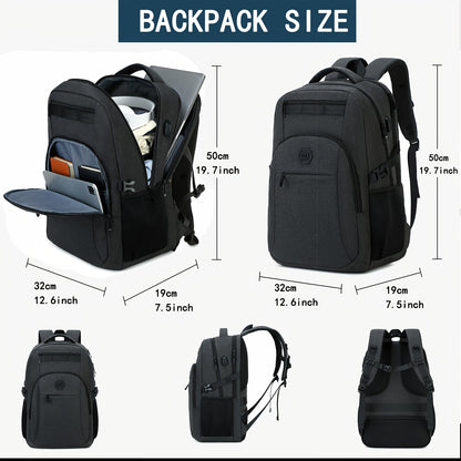 Travel Laptop Backpack, Business Slim Durable Laptop Backpack With USB Charging Port And Trolley Cover, Male And Female College High School Laptop Bag For 15.6 Inch Laptop