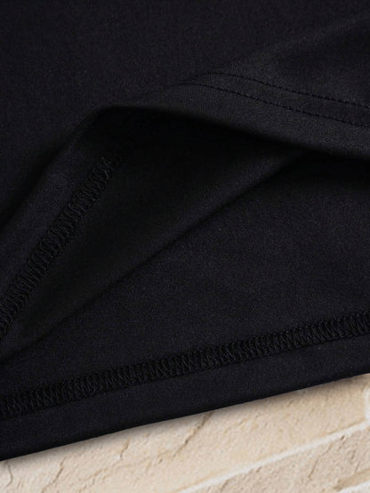 Men'S V-Neck Short Sleeve T-Shirt - Lightweight & Breathable, Casual Fit, Solid Black, Perfect for Summer, High-Quality Knit Fabric, Everyday Tshirt | Casual Style | Comfortable Fit