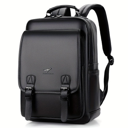 Stylish Men's Backpack - Multifunctional, Large Capacity for 39.62cm Laptop, Business & Travel Ready, Durable PU Material