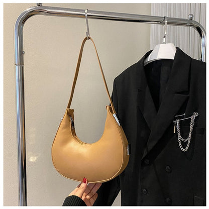 1pc Trendy Crescent Moon Shoulder Bag for Women - Large Capacity, Casual Underarm Purse in Black/Brown/White/Beige, with Polyester Lining, Zip Closure, Perfect for Commuting & Everyday Use, Crossbody Purse, Minimalist Handbag