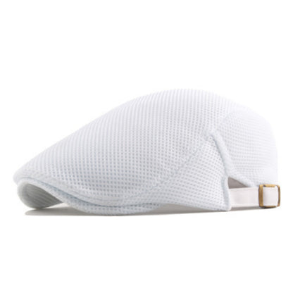 Summer Men News Breathable Cap Hat Mesh Cabbie Golf Driving Sun Flat Beret Black White Gray Beige Hats Caps Visors