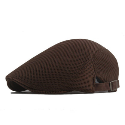 Summer Men News Breathable Cap Hat Mesh Cabbie Golf Driving Sun Flat Beret Black White Gray Beige Hats Caps Visors