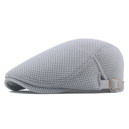 Summer Men News Breathable Cap Hat Mesh Cabbie Golf Driving Sun Flat Beret Black White Gray Beige Hats Caps Visors