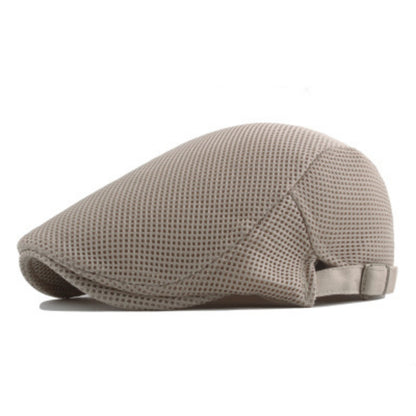 Summer Men News Breathable Cap Hat Mesh Cabbie Golf Driving Sun Flat Beret Black White Gray Beige Hats Caps Visors