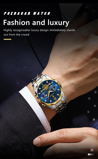 New Luxury Brand Waterproof Stainless Steel Women's And Men's Waterproof Watch, Leisure And Business Multifunctional Chronograph, Best Men's And Women's Gift Watch