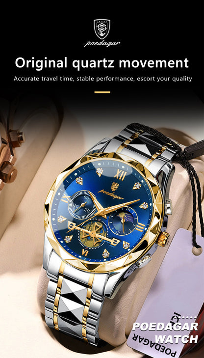 New Luxury Brand Waterproof Stainless Steel Women's And Men's Waterproof Watch, Leisure And Business Multifunctional Chronograph, Best Men's And Women's Gift Watch