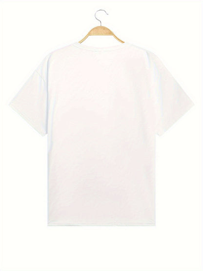 Paris Print Crew Neck T-shirt, Short Sleeve Casual Top For Spring & Summer, Women's Clothing