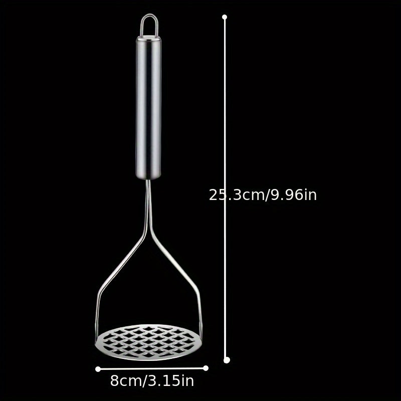Stainless Steel Potato Ricer Masher - ձեռքով ձեռքի խոհանոցային մամլիչ գործիք բանջարեղենի, մրգերի, չլիցքավորված խոհանոցային սպասքի համար. տնային և դպրոցական պարագաների դիմացկուն բազմաֆունկցիոնալ ջարդիչ