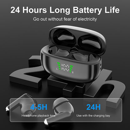 ANKRIYUL Wireless 5.3 Wireless Sport Earbuds, TWS Stereo with LED Digital Display, Touch Control, 10W Max Power, USB-C Charging, Protective Case for Phone, Black, Active Lifestyle Audio, Modern Headphones, Durable Headphones