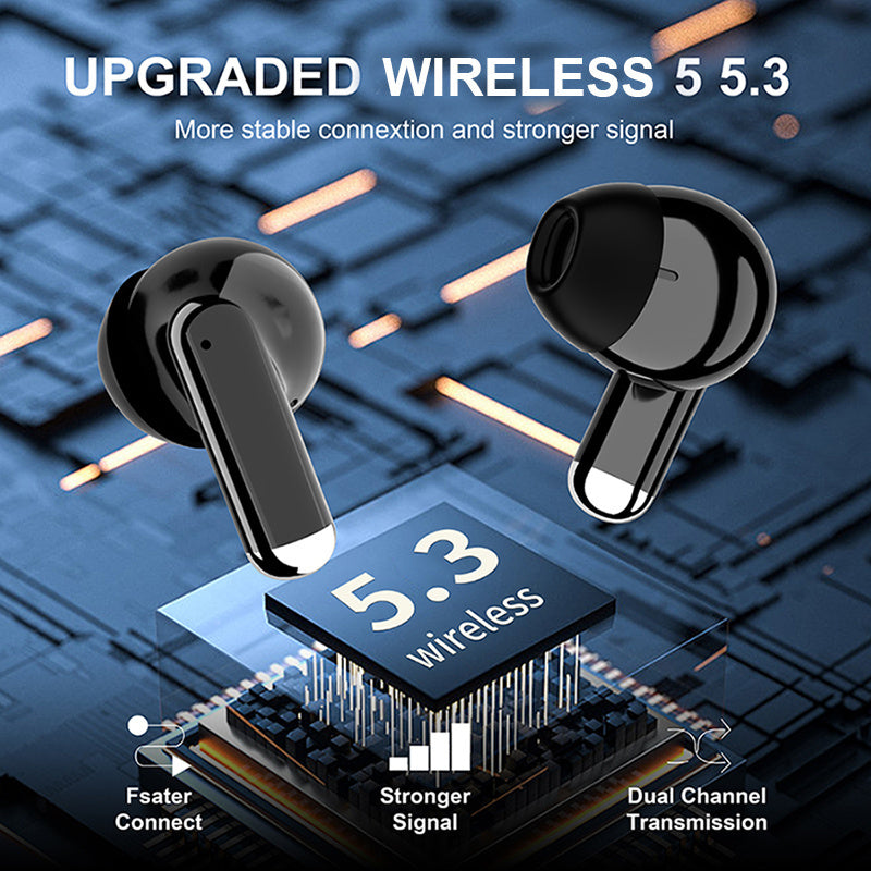 ANKRIYUL Wireless 5.3 Wireless Sport Earbuds, TWS Stereo with LED Digital Display, Touch Control, 10W Max Power, USB-C Charging, Protective Case for Phone, Black, Active Lifestyle Audio, Modern Headphones, Durable Headphones