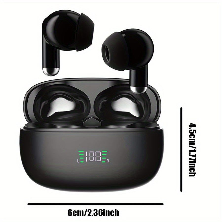 ANKRIYUL Wireless 5.3 Wireless Sport Earbuds, TWS Stereo with LED Digital Display, Touch Control, 10W Max Power, USB-C Charging, Protective Case for Phone, Black, Active Lifestyle Audio, Modern Headphones, Durable Headphones