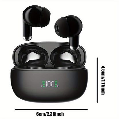 ANKRIYUL Wireless 5.3 Wireless Sport Earbuds, TWS Stereo with LED Digital Display, Touch Control, 10W Max Power, USB-C Charging, Protective Case for Phone, Black, Active Lifestyle Audio, Modern Headphones, Durable Headphones