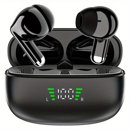 ANKRIYUL Wireless 5.3 Wireless Sport Earbuds, TWS Stereo with LED Digital Display, Touch Control, 10W Max Power, USB-C Charging, Protective Case for Phone, Black, Active Lifestyle Audio, Modern Headphones, Durable Headphones