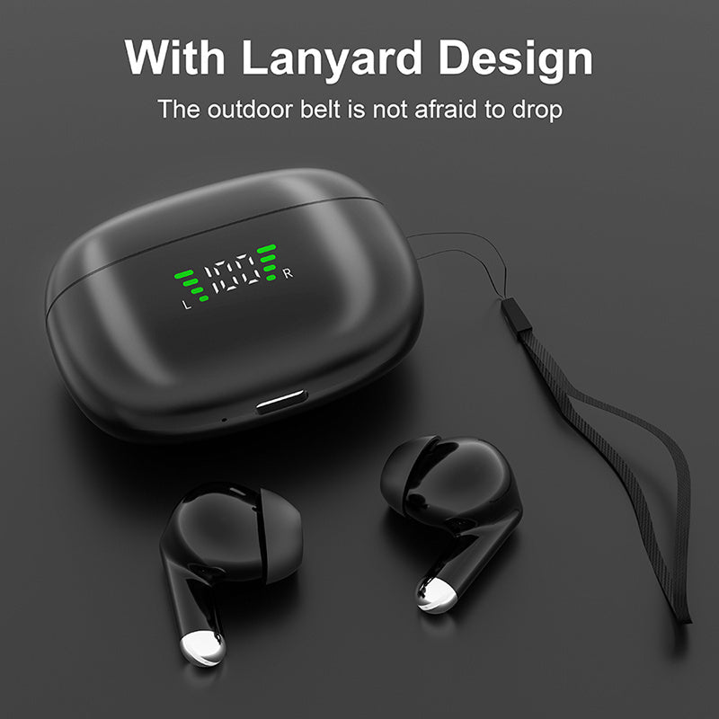 ANKRIYUL Wireless 5.3 Wireless Sport Earbuds, TWS Stereo with LED Digital Display, Touch Control, 10W Max Power, USB-C Charging, Protective Case for Phone, Black, Active Lifestyle Audio, Modern Headphones, Durable Headphones