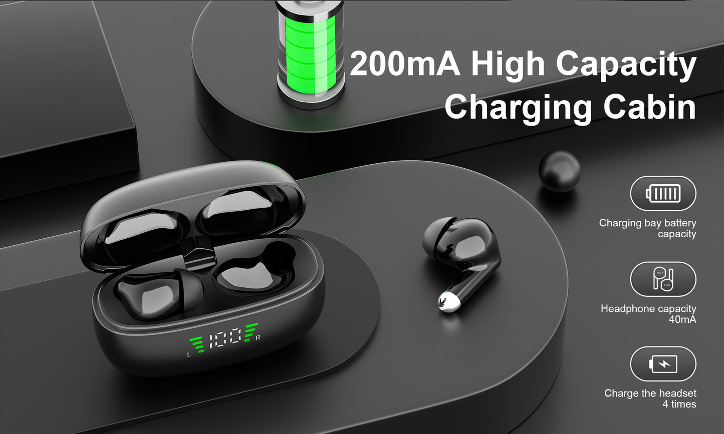 ANKRIYUL Wireless 5.3 Wireless Sport Earbuds, TWS Stereo with LED Digital Display, Touch Control, 10W Max Power, USB-C Charging, Protective Case for Phone, Black, Active Lifestyle Audio, Modern Headphones, Durable Headphones