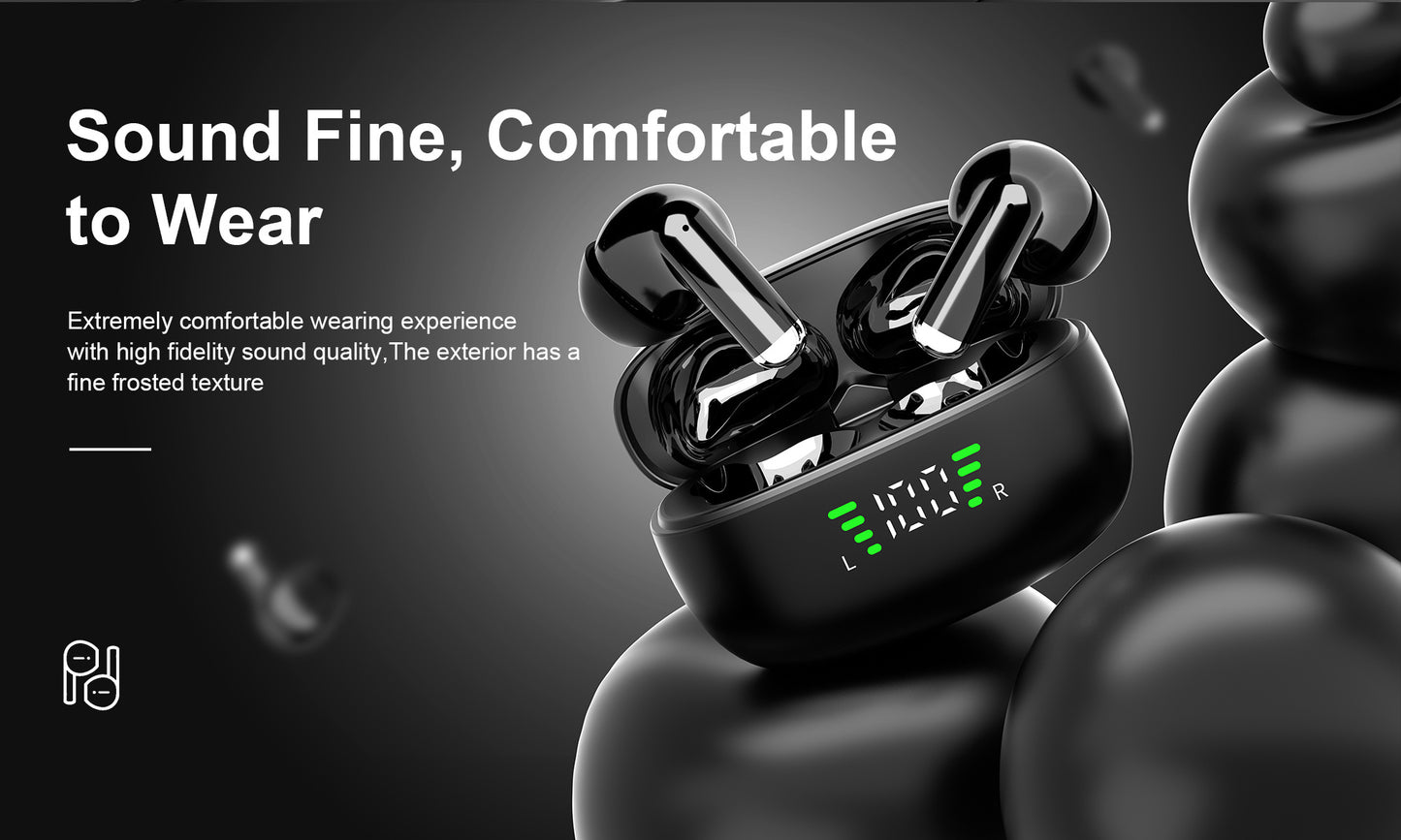 ANKRIYUL Wireless 5.3 Wireless Sport Earbuds, TWS Stereo with LED Digital Display, Touch Control, 10W Max Power, USB-C Charging, Protective Case for Phone, Black, Active Lifestyle Audio, Modern Headphones, Durable Headphones