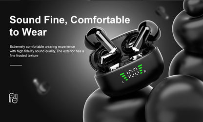 ANKRIYUL Wireless 5.3 Wireless Sport Earbuds, TWS Stereo with LED Digital Display, Touch Control, 10W Max Power, USB-C Charging, Protective Case for Phone, Black, Active Lifestyle Audio, Modern Headphones, Durable Headphones