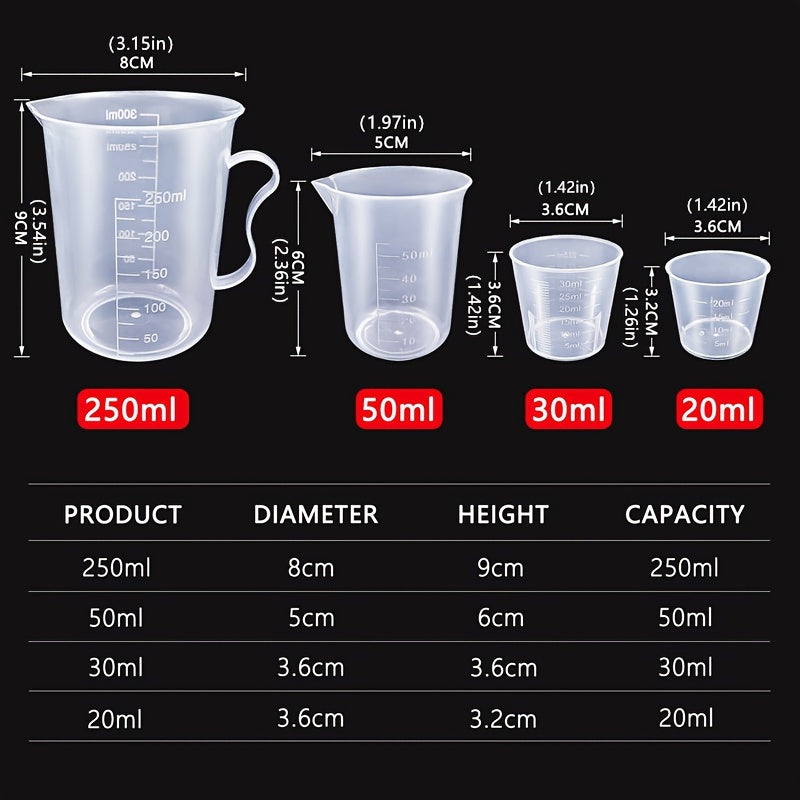 6pcs Measuring Cup Set - Durable, Easy-Pour Plastic Liquid Measuring Cups - Multipurpose Kitchen Utensils for Accurate Baking & Cooking Measurements - Essential Cooking Tools for Home Chefs