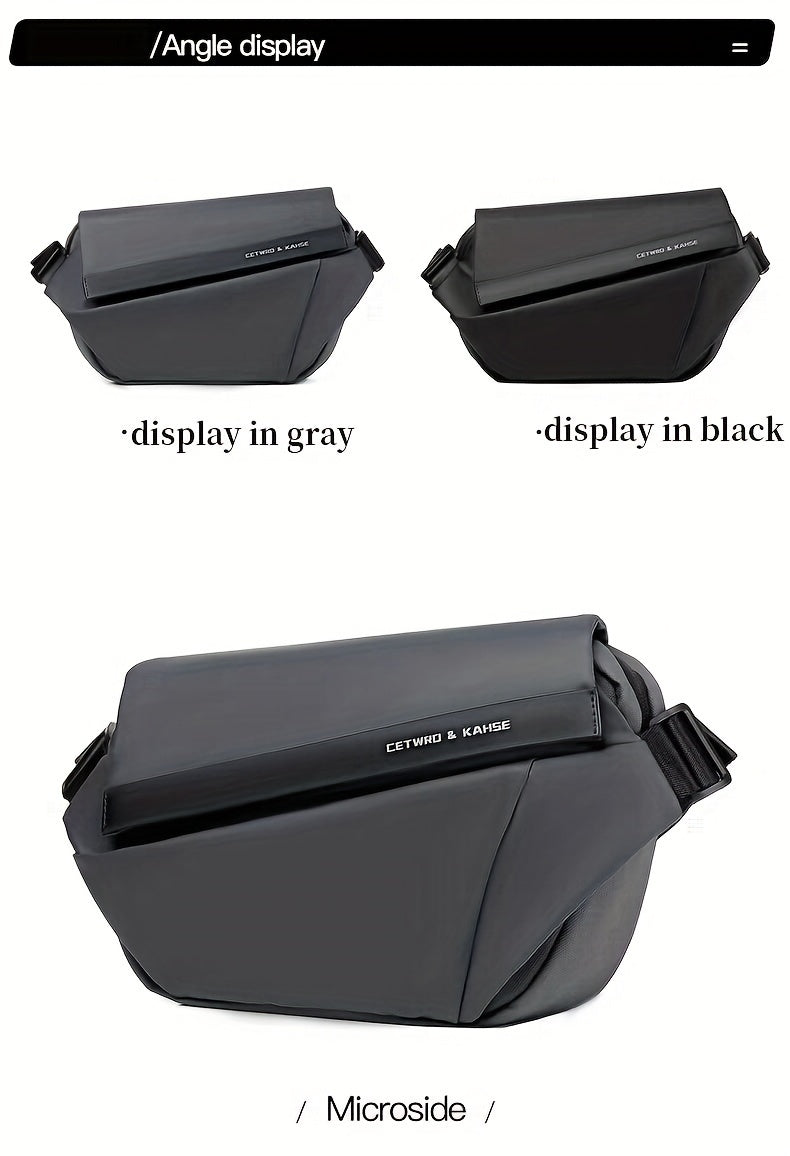 Men'S Sleek Black Crossbody Bag - Durable Oxford Material, Zippered Chest Bag with Adjustable Strap, Ideal for Commuting & Cycling, Trendy Shoulder Bag for Men, Cycling Bag|Trendy Shoulder Bag|Functional Design, Small Crossbo