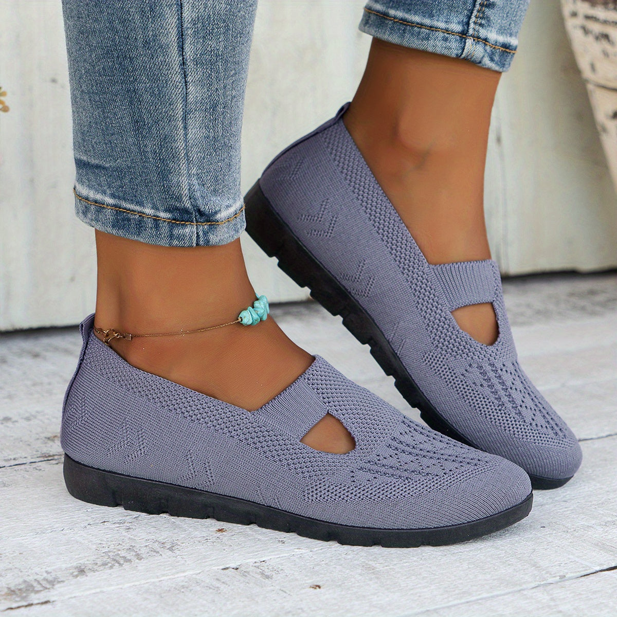 Women's Breathable Slip-On Fashion Sneakers - Comfortable Flat Casual Shoes with Rubber Sole, Fabric Insole, Low Top Design, All-Season Wearability, Solid Color