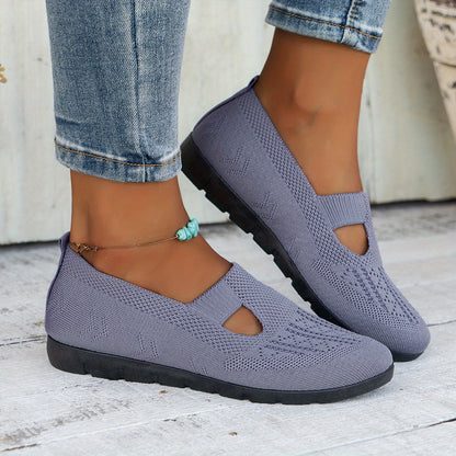 Women's Breathable Slip-On Fashion Sneakers - Comfortable Flat Casual Shoes with Rubber Sole, Fabric Insole, Low Top Design, All-Season Wearability, Solid Color