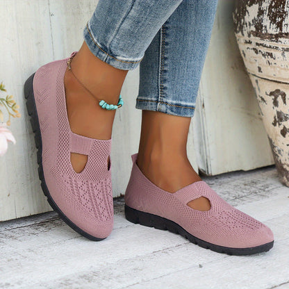 Women's Breathable Slip-On Fashion Sneakers - Comfortable Flat Casual Shoes with Rubber Sole, Fabric Insole, Low Top Design, All-Season Wearability, Solid Color