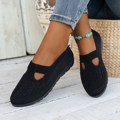 Women's Breathable Slip-On Fashion Sneakers - Comfortable Flat Casual Shoes with Rubber Sole, Fabric Insole, Low Top Design, All-Season Wearability, Solid Color
