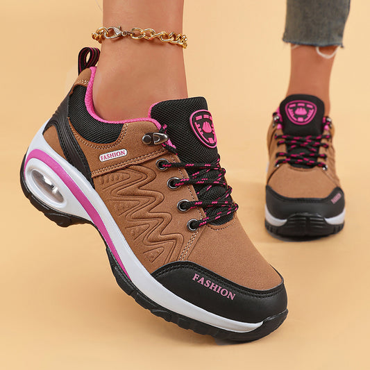 Women's Fashion Ankle Bootie Comfort Casual Platform Sneakers with PU Sole, Fabric Insole, Round Toe Lace-Up Closure, Low Heel, Solid Color