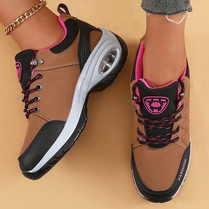 Women's Fashion Ankle Bootie Comfort Casual Platform Sneakers with PU Sole, Fabric Insole, Round Toe Lace-Up Closure, Low Heel, Solid Color
