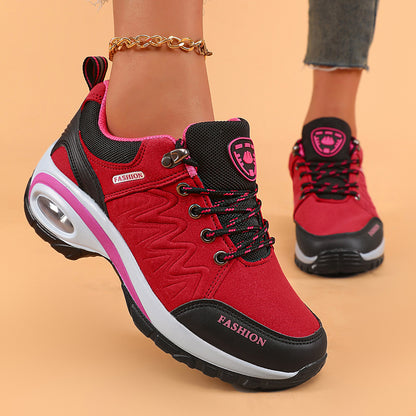 Women's Fashion Ankle Bootie Comfort Casual Platform Sneakers with PU Sole, Fabric Insole, Round Toe Lace-Up Closure, Low Heel, Solid Color