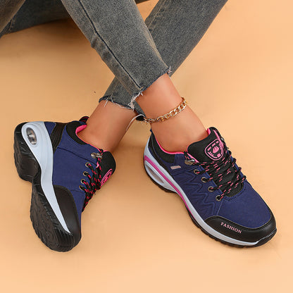 Women's Fashion Ankle Bootie Comfort Casual Platform Sneakers with PU Sole, Fabric Insole, Round Toe Lace-Up Closure, Low Heel, Solid Color