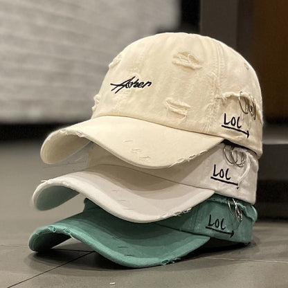 1pc of Retro Torn Baseball Cap, Faded And Worn Dad Hats with Letter Embroidery, Unisex Hip Hop Sun Hats Suitable for Both Women And Men.