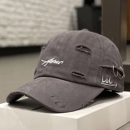 1pc of Retro Torn Baseball Cap, Faded And Worn Dad Hats with Letter Embroidery, Unisex Hip Hop Sun Hats Suitable for Both Women And Men.