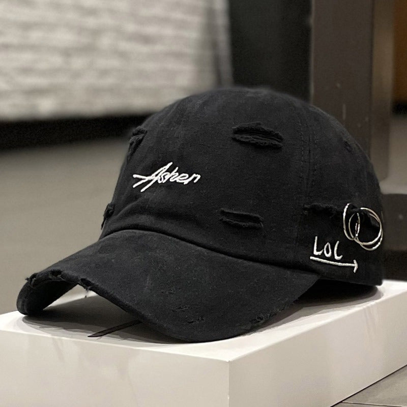 1pc of Retro Torn Baseball Cap, Faded And Worn Dad Hats with Letter Embroidery, Unisex Hip Hop Sun Hats Suitable for Both Women And Men.
