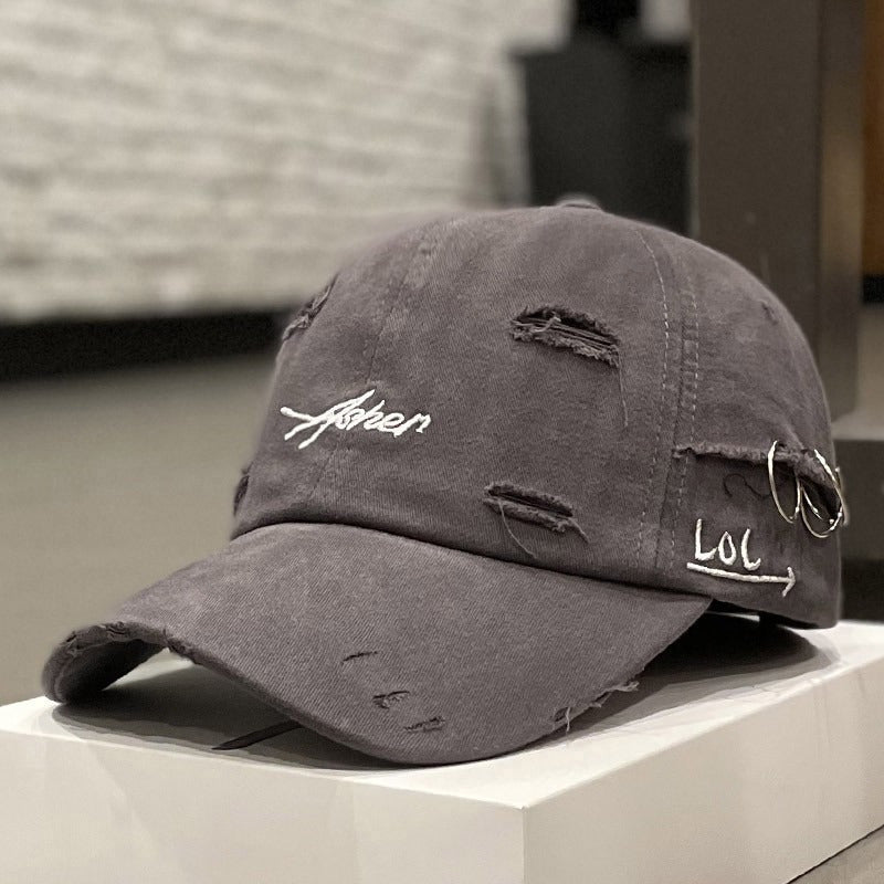 1pc of Retro Torn Baseball Cap, Faded And Worn Dad Hats with Letter Embroidery, Unisex Hip Hop Sun Hats Suitable for Both Women And Men.
