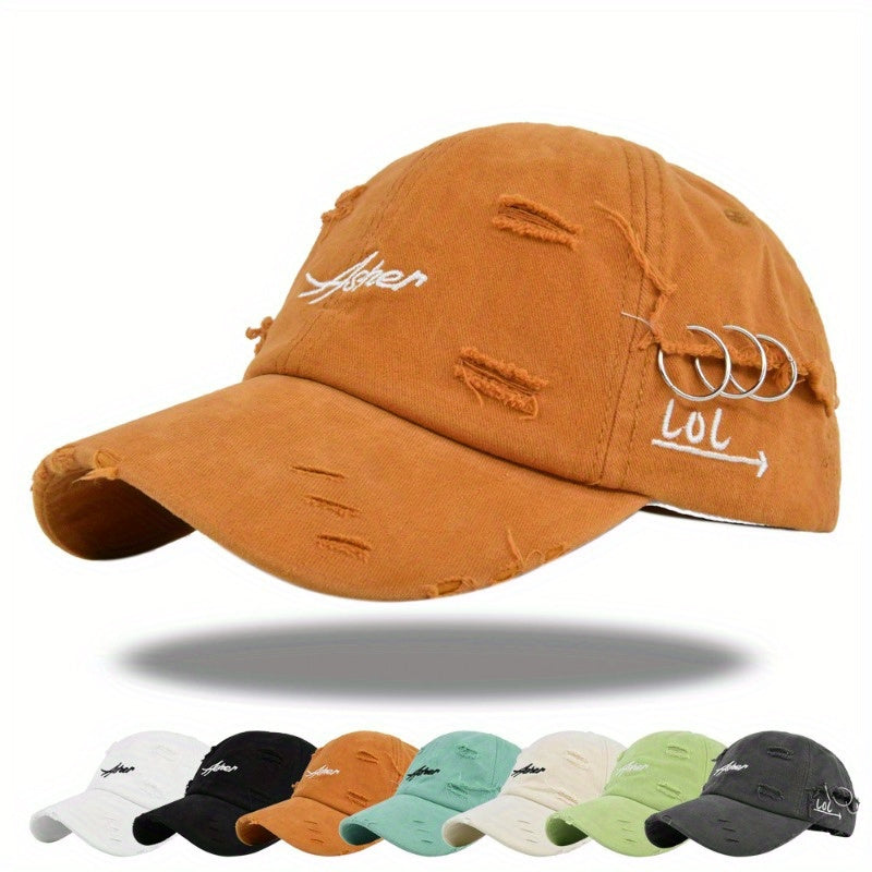 1pc of Retro Torn Baseball Cap, Faded And Worn Dad Hats with Letter Embroidery, Unisex Hip Hop Sun Hats Suitable for Both Women And Men.