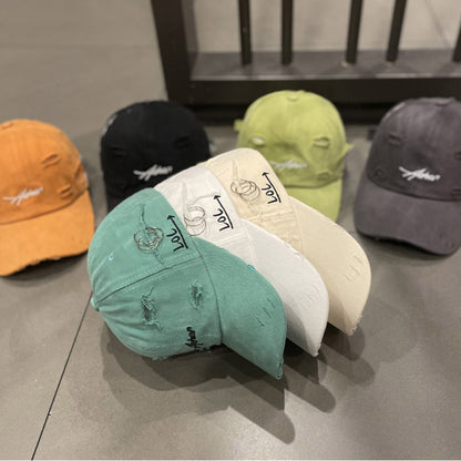 1pc of Retro Torn Baseball Cap, Faded And Worn Dad Hats with Letter Embroidery, Unisex Hip Hop Sun Hats Suitable for Both Women And Men.