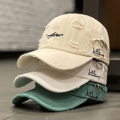 1pc of Retro Torn Baseball Cap, Faded And Worn Dad Hats with Letter Embroidery, Unisex Hip Hop Sun Hats Suitable for Both Women And Men.