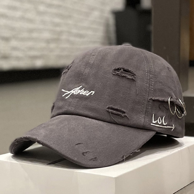 1pc of Retro Torn Baseball Cap, Faded And Worn Dad Hats with Letter Embroidery, Unisex Hip Hop Sun Hats Suitable for Both Women And Men.