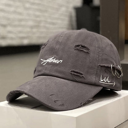 1pc of Retro Torn Baseball Cap, Faded And Worn Dad Hats with Letter Embroidery, Unisex Hip Hop Sun Hats Suitable for Both Women And Men.