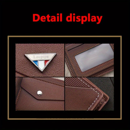 2024 Sleek Men's Faux Leather Wallet - Compact, High-Capacity with Color Block Design, Durable Polyester Lining - Black