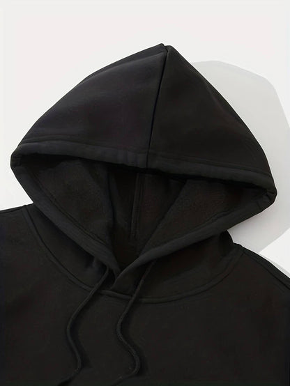 Durable Fabric, Men's Casual Sporty Hoodie and Jogger Set - Trendy Geometric Print, Blue and Black, Polyester Blend, Machine Washable, Perfect for Fall/Winter