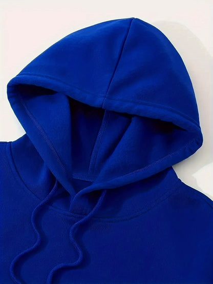 Durable Fabric, Men's Casual Sporty Hoodie and Jogger Set - Trendy Geometric Print, Blue and Black, Polyester Blend, Machine Washable, Perfect for Fall/Winter