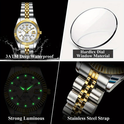 POEDAGAR Luxury Elegant Watch for Women Luminous Date Ladies Watch Stainless Steel Quartz Women's Watches Reloj