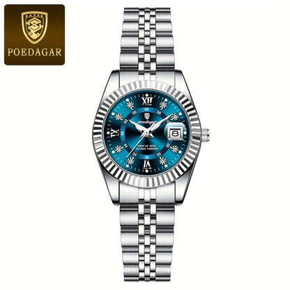 POEDAGAR Luxury Elegant Watch for Women Luminous Date Ladies Watch Stainless Steel Quartz Women's Watches Reloj