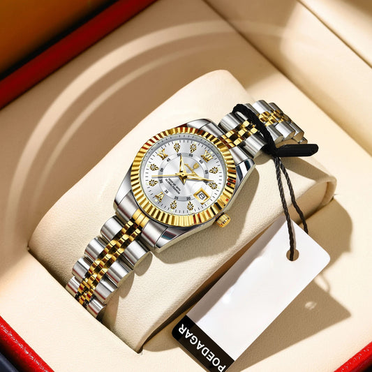 POEDAGAR Luxury Elegant Watch for Women Luminous Date Ladies Watch Stainless Steel Quartz Women's Watches Reloj