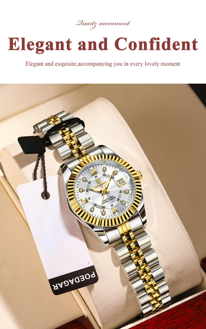 POEDAGAR Luxury Elegant Watch for Women Luminous Date Ladies Watch Stainless Steel Quartz Women's Watches Reloj