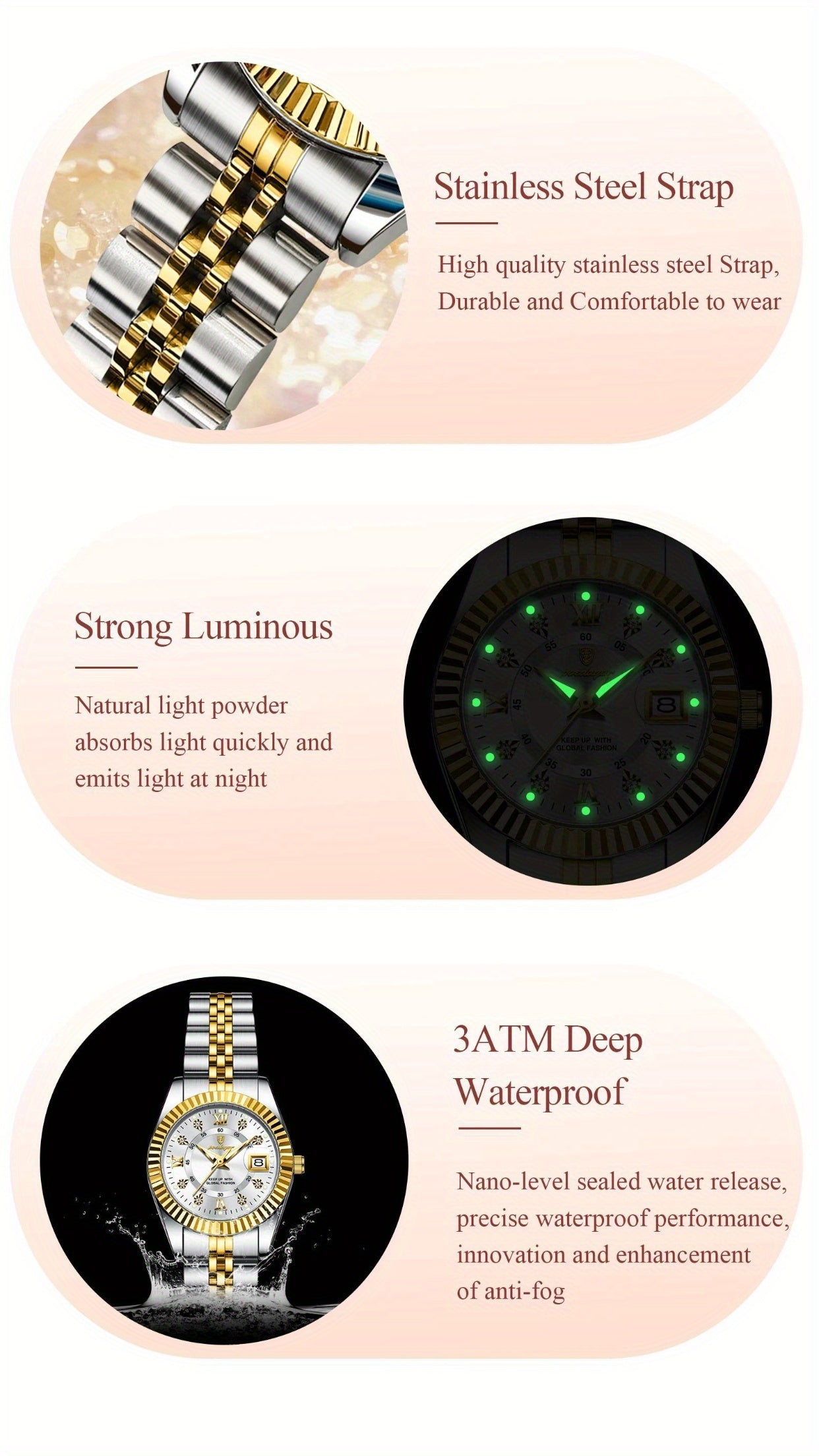 POEDAGAR Luxury Elegant Watch for Women Luminous Date Ladies Watch Stainless Steel Quartz Women's Watches Reloj