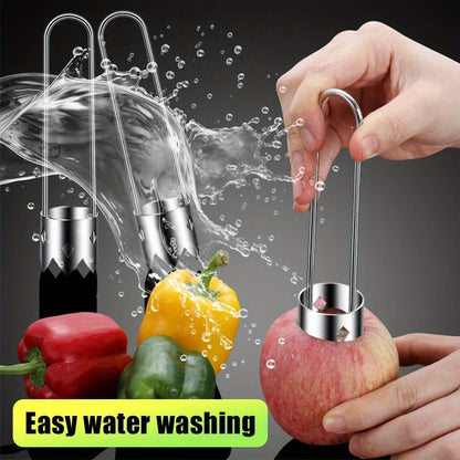 1pc/2pcs/3pcs Red Bell Pepper Seed Corer, Stainless Steel Fruit Core Remover Apple Core Seed Remover Vegetable Corer Tool for Vegetables Fruit Kitchen Utensils (Sliver)