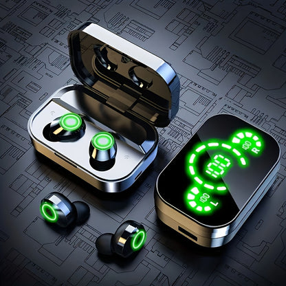 TWS Wireless Earbuds with LED Display, Noise Reduction, In-Ear Sports Gaming Headphones, Long Battery Life, High-Fidelity Sound, 2025 Model, Emergency Phone Charging Feature, 800mAh Lithium Battery, USB-C, for Android Phones,